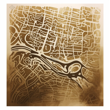 Цифровое искусство под названием "Map of an unknown c…" - Guzel Khaib, Подлинное произведение искусства, Изображение, сгенер…