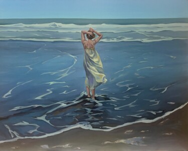 Malerei mit dem Titel "Pacific Ocean . Gir…" von Guzel Min, Original-Kunstwerk, Öl