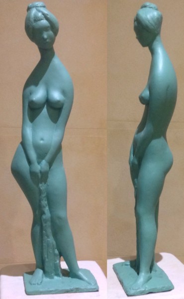 Sculpture intitulée "donna con asciugama…" par Felice Vatteroni, Œuvre d'art originale, Ciment