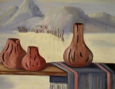 Painting titled "Mexican Pottery and…" by Velma Gomez, Original Artwork, Oil