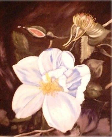 Painting titled "Wild Rose" by Velma Gomez, Original Artwork, Oil