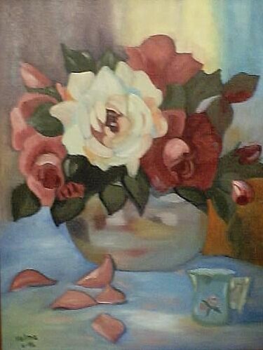 Painting titled "roses" by Velma Gomez, Original Artwork, Oil