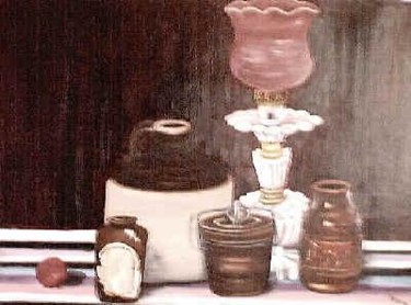 Painting titled "Sipping Time" by Velma Gomez, Original Artwork, Oil