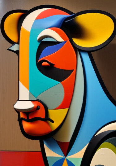 Arts numériques intitulée "Tête de taureau (Bu…" par Gvilmer, Œuvre d'art originale, Image générée par l'IA