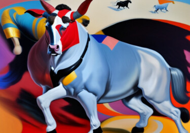 Arte digital titulada "Course de taureau (…" por Gvilmer, Obra de arte original, Imagen generada por IA