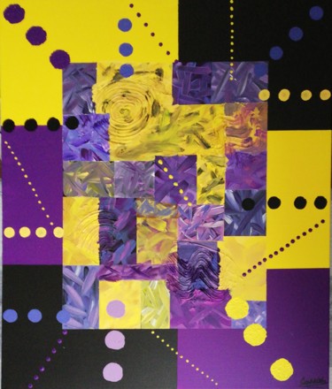 Painting titled "Purple square" by Gwenish, Original Artwork, Acrylic