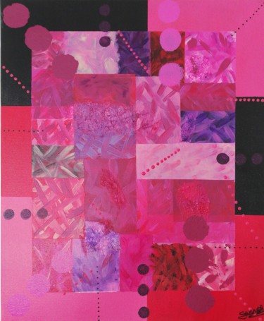 Painting titled "Pink square" by Gwenish, Original Artwork, Acrylic