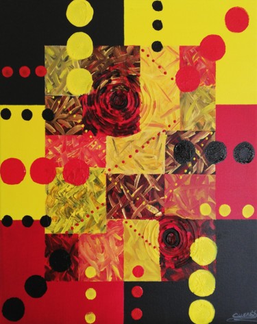 Painting titled "Yellow square" by Gwenish, Original Artwork, Acrylic