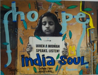 Pintura intitulada "India soul" por Gwenaëlle Le Boulzennec, Obras de arte originais, Tinta