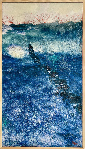 Painting titled "Le chemin bleu des…" by Gwenaëlle Le Mée, Original Artwork, Acrylic Mounted on Wood Stretcher frame