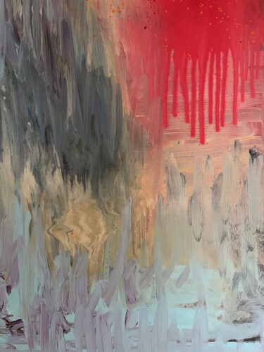 Pintura intitulada "Composition au cont…" por Gwenaëlle Souffez, Obras de arte originais, Pigmentos Montado em Armação em ma…