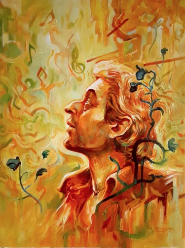 Schilderij getiteld "Gainsbourg" door Gwendal Lemercier, Origineel Kunstwerk, Acryl