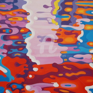Картина под названием "Reflets sur l'eau." - Gwendoline Pieters, Подлинное произведение искусства, Масло