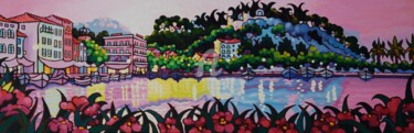 Painting titled "Port de Cassis, le…" by Gwendoline Pieters, Original Artwork, Oil Mounted on Wood Stretcher frame