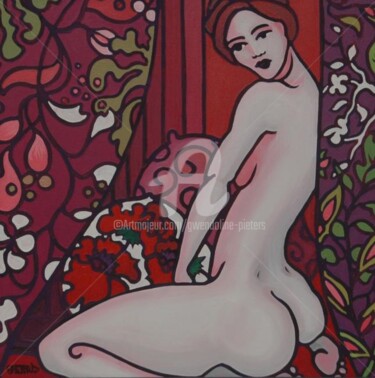 Painting titled "Une fleur me pousse" by Gwendoline Pieters, Original Artwork