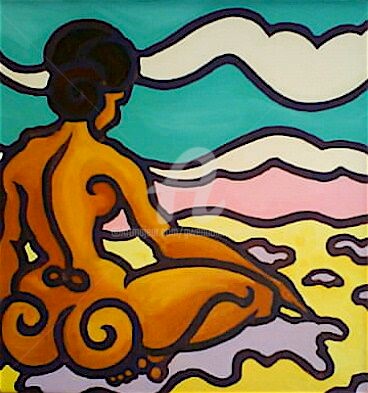 Peinture intitulée "Sur la plage de Gau…" par Gwendoline Pieters, Œuvre d'art originale, Huile