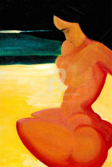 Peinture intitulée "Tahiti, Carole sur…" par Gwendoline Pieters, Œuvre d'art originale, Huile