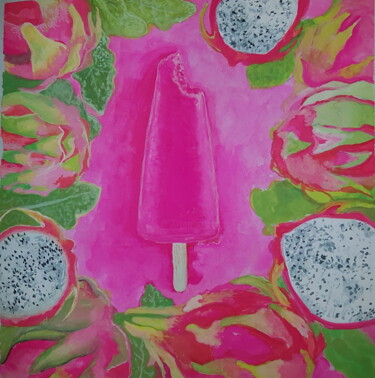 Malerei mit dem Titel "Pitaya Popsicle" von Gwendolyn Jaafar, Original-Kunstwerk, Gouache