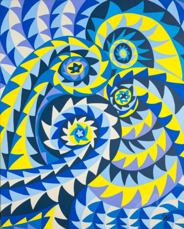 Vagues entrelacées Peinture intitulée "Vagues entrelacées" par Gwenhaël Nédélec, Œuvre d'art originale, Acrylique Monté sur Châssis