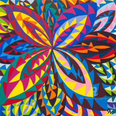 Peinture intitulée "Lotus multicolore" par Gwenhaël Nédélec, Œuvre d'art originale, Acrylique Monté sur Châssis en bois