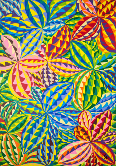 Champ d'orchidées Peinture intitulée "Champ d'orchidées" par Gwenhaël Nédélec, Œuvre d'art originale, Acrylique Monté sur Châssis