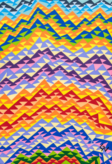"Lointaines montagnes" başlıklı Tablo Gwenhaël Nédélec tarafından, Orijinal sanat, Akrilik Ahşap Sedye çerçevesi üzerine mon…