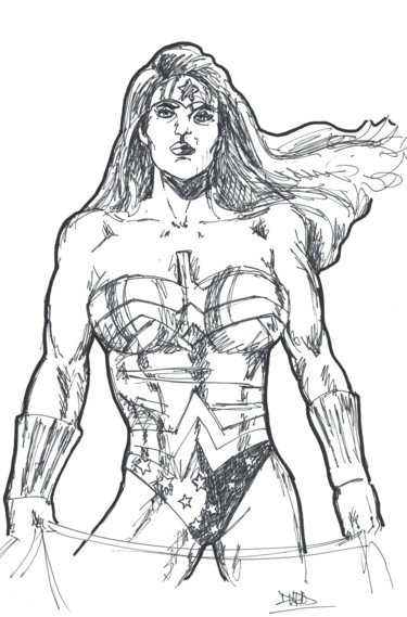 Dessin intitulée "wonder-woman.jpg" par Gwenn Trémaudan, Œuvre d'art originale