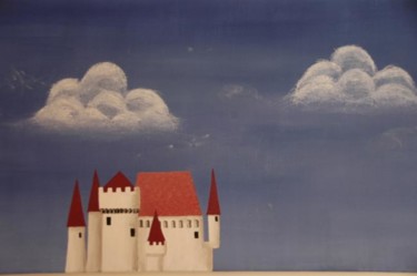 Peinture intitulée "Chateau dans les nu…" par Gweno, Œuvre d'art originale