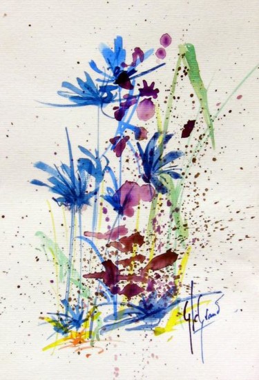 Peinture intitulée "Fleurs - 10" par Gérald  Wandrille Le Grand, Œuvre d'art originale, Huile