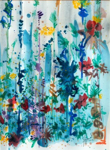 Peinture intitulée "Fleurs - 23" par Gérald  Wandrille Le Grand, Œuvre d'art originale