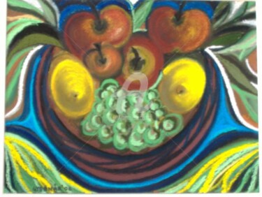 Painting titled "Fruitbasket" by Dr István Gyebnár, Original Artwork, Oil
