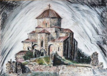 Painting titled "Jvari Cathedral" by Dr István Gyebnár, Original Artwork