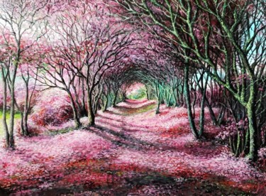Картина под названием "Flower tunnel" - Györgyi Miklós, Подлинное произведение искусства, Акрил Установлен на Деревянная пан…