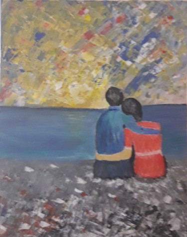 Painting titled "Sunset" by Gyongyi Kiss, Original Artwork, Acrylic