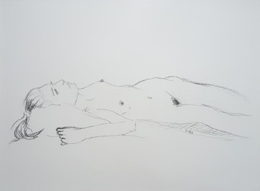Dessin intitulée "Dessin nu feminin f…" par György Acs, Œuvre d'art originale, Fusain