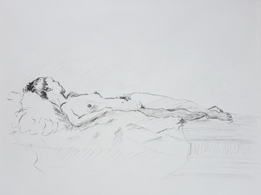 Drawing titled "Dessin nu féminin a…" by György Acs, Original Artwork, Charcoal