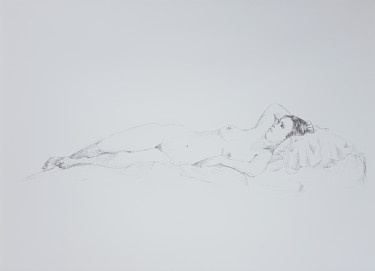 Drawing titled "Dessin nu féminin s…" by György Acs, Original Artwork, Charcoal