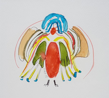 Peinture intitulée "Aquarelle oiseau" par György Acs, Œuvre d'art originale, Aquarelle
