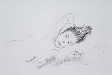 Drawing titled "Dessin nu féminin f…" by György Acs, Original Artwork, Chalk