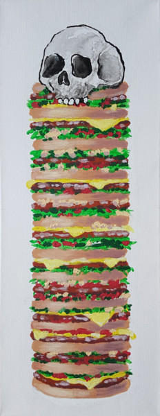 Painting titled "Peinture burger têt…" by György Acs, Original Artwork, Acrylic