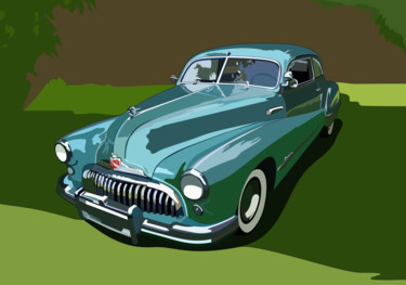 Digital Arts titled "Buick 1948" by Mogyorogyozo, Original Artwork, Digital Painting