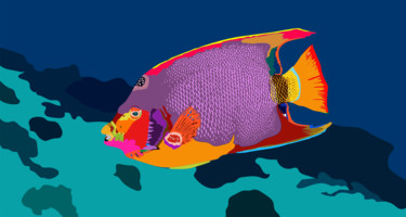 Grafika cyfrowa / sztuka generowana cyfrowo zatytułowany „Fish” autorstwa Mogyorogyozo, Oryginalna praca, 2D praca cyfrowa