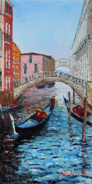 Painting titled "Pont des soupirs G.…" by Gyslaine Pachet Micheneau, Original Artwork, Oil Mounted on Wood Stretcher frame