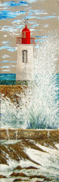 Malerei mit dem Titel "Le phare -G.Pachet…" von Gyslaine Pachet Micheneau, Original-Kunstwerk, Öl Auf Keilrahmen aus Holz mo…
