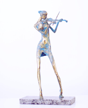 Scultura intitolato "Die Geigerin" da Gyunay Aliev, Opera d'arte originale, Bronzo