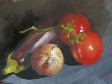 Peinture intitulée "aubergine 1" par Gzad, Œuvre d'art originale, Huile
