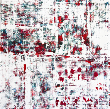 Peinture intitulée "Quarter Time (Red)" par Hervé Bichet, Œuvre d'art originale, Huile