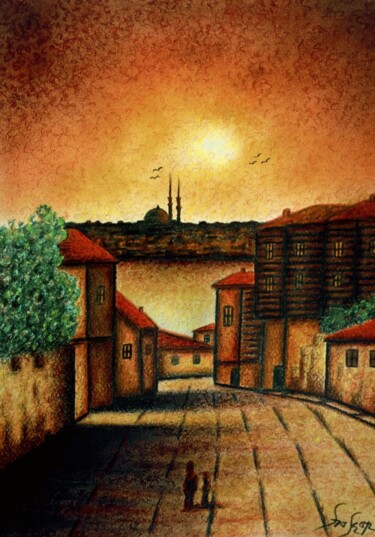Disegno intitolato "İstanbul Street" da H.Gurel Art, Opera d'arte originale, Matita