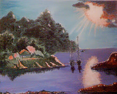 Painting titled "The landscape series" by Houria, Original Artwork, Oil