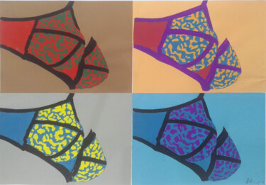 4 x BRA III (1965) Painting titled "4 x BRA III (1965)" by Hannes Hofstetter, Original Art, Tempera